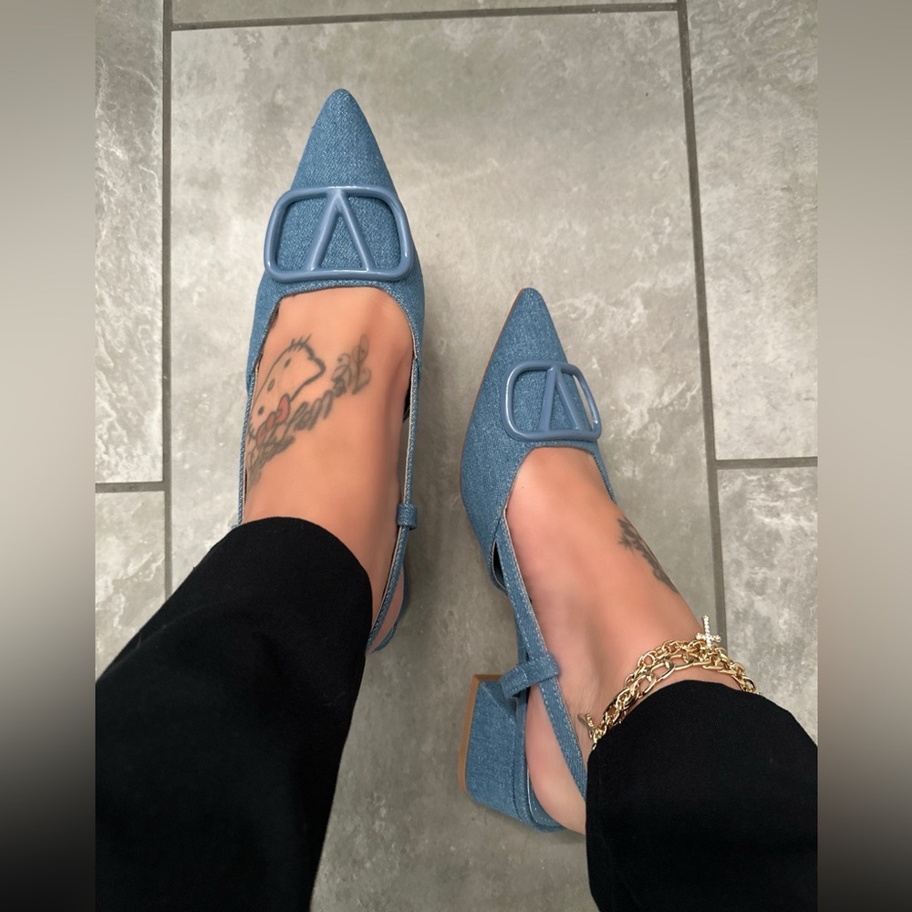 NEW! Denim Blue Women's Slingback Business Casual Shoes